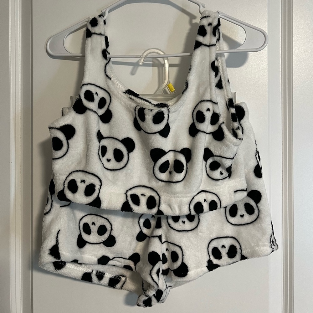 2 for $10, 2 Piece Panda Fleece Pajama Set Medium